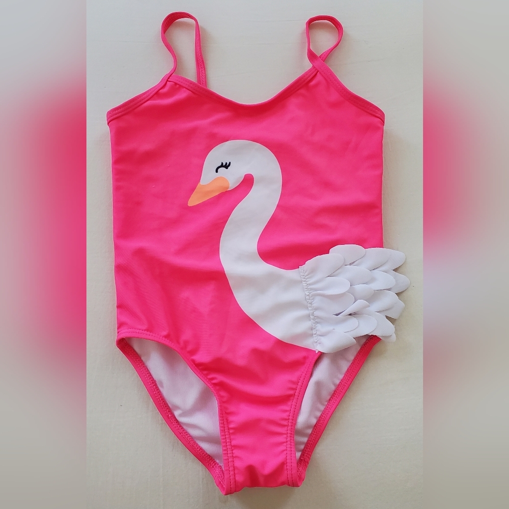 Children's Place Neon Pink One-piece Swan Swimsuit Size 3T
